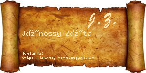 Jánossy Zéta névjegykártya